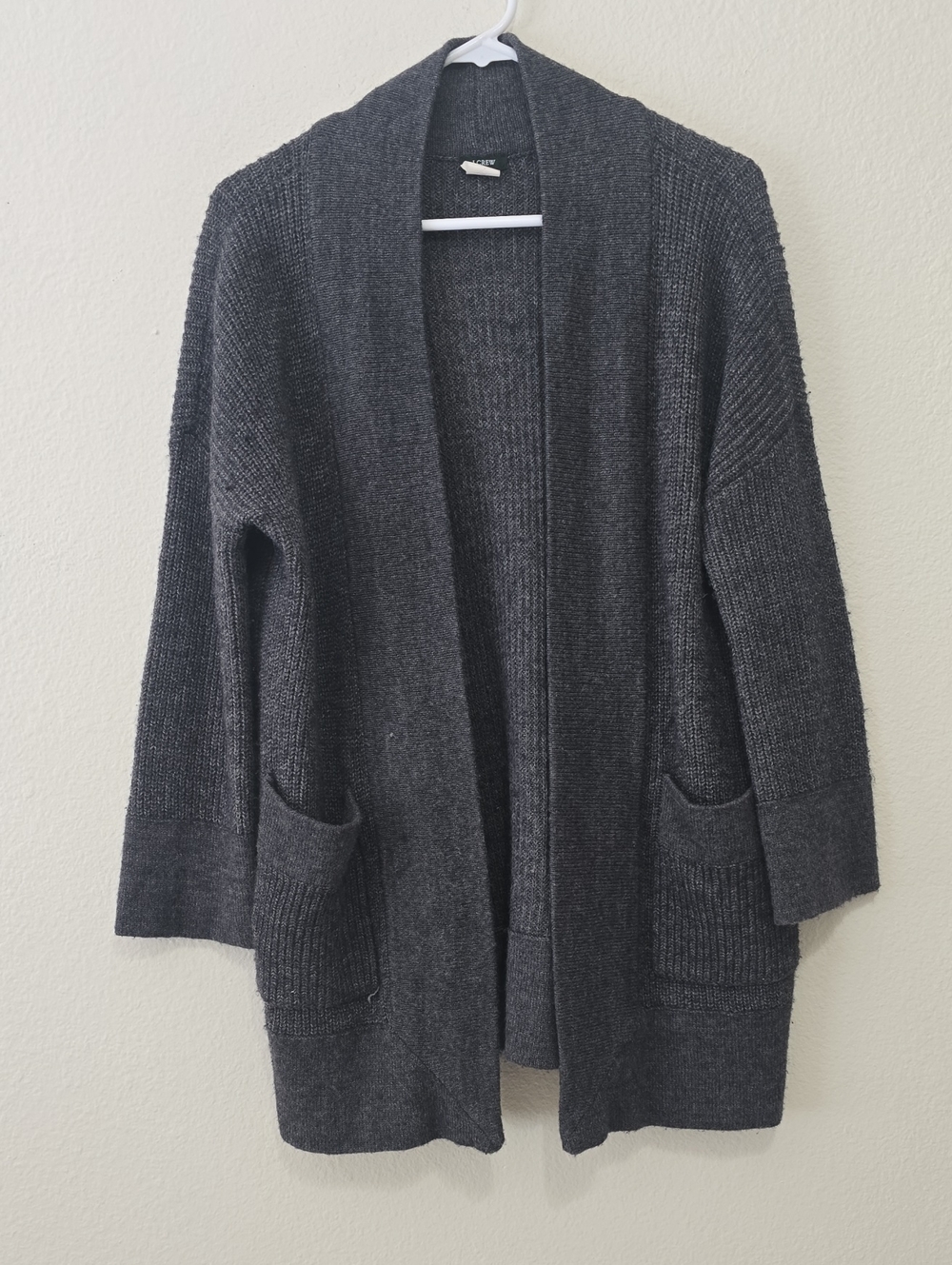 J. Crew Charcoal Open-Front Knit Cardigan S